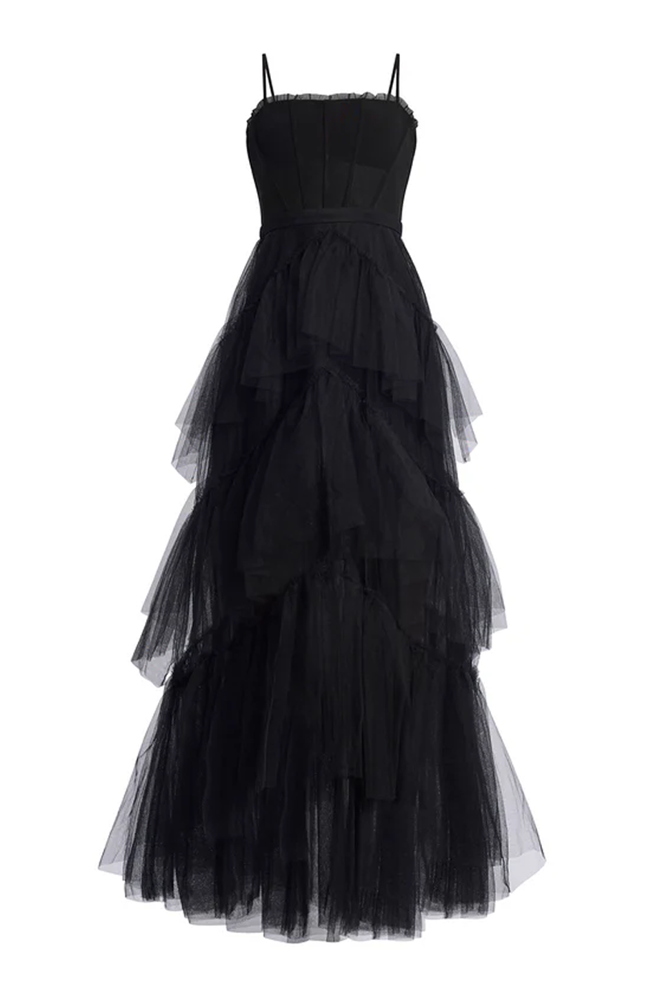 Oly Tiered Ruffle Tulle Evening Gown