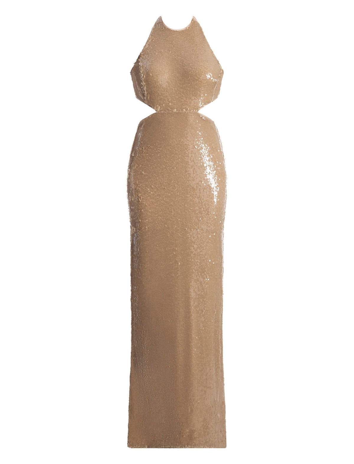 Sequin Cutout Halter Gown