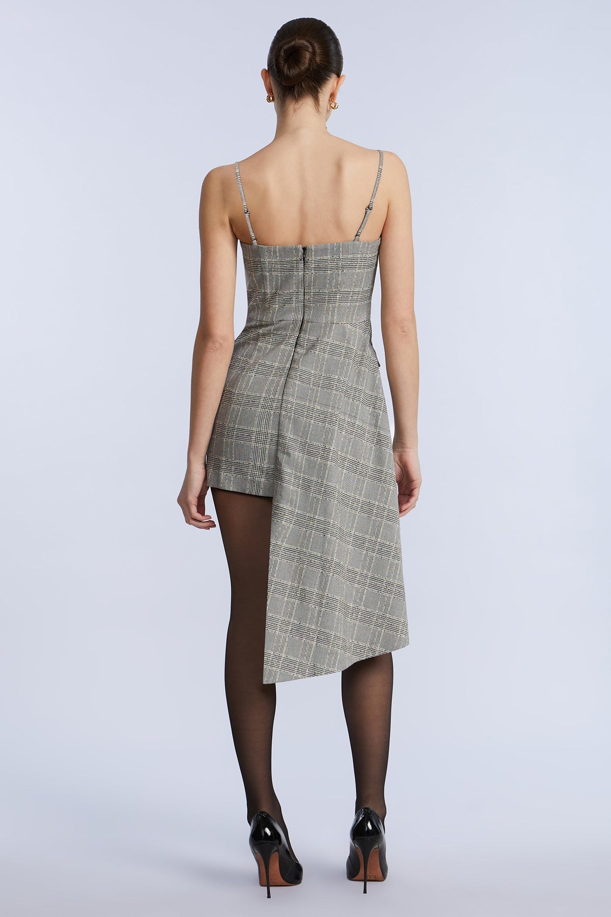 Glen Plaid Dress With Drape