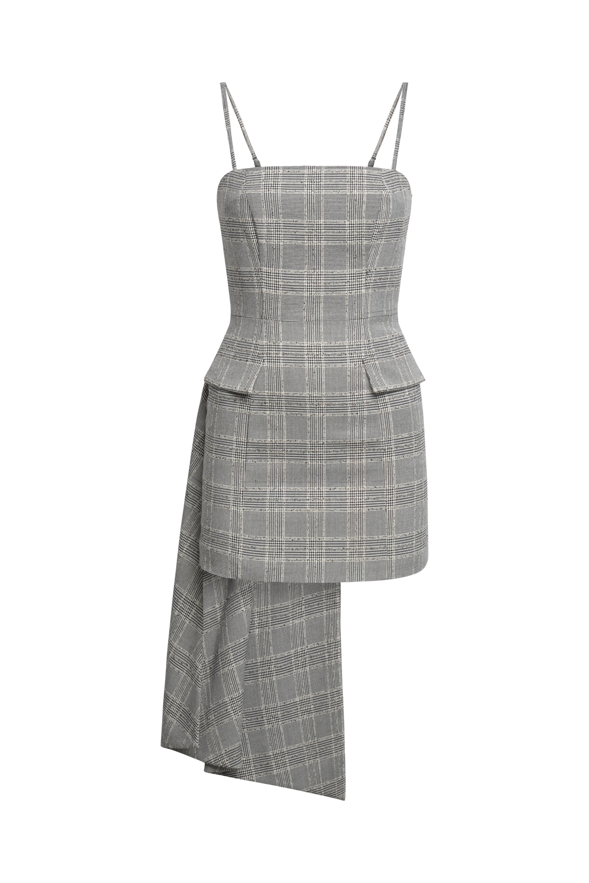 Glen Plaid Dress With Drape