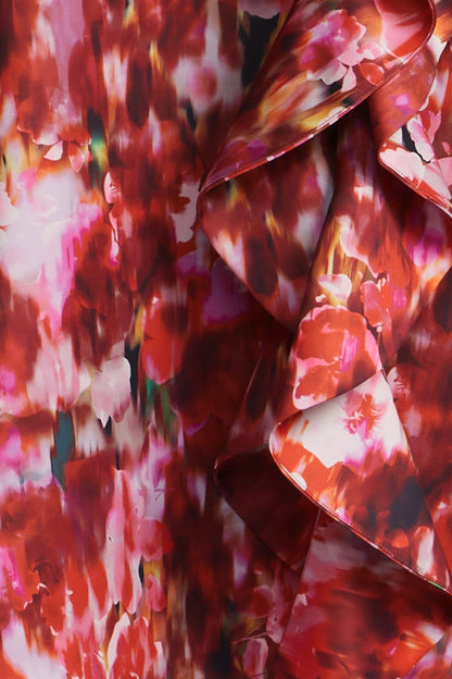 Printed Cascade Midi Skirt