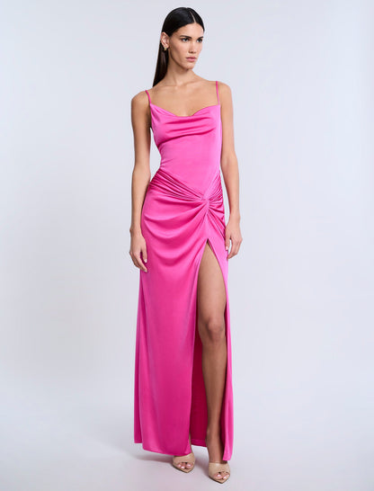 Cowl Draped Gown With Twist