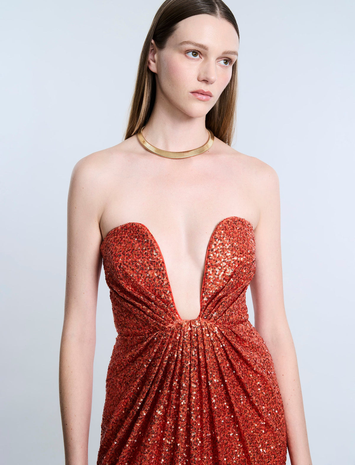 Plunging U Neckline Gown