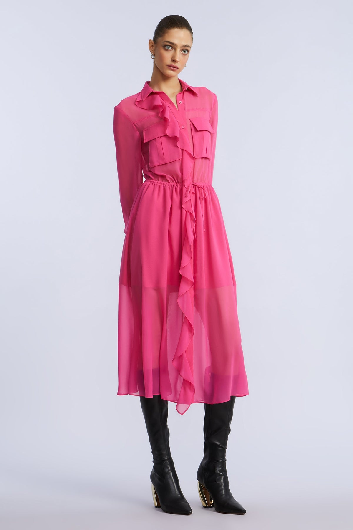 Solid Ruffle Dress