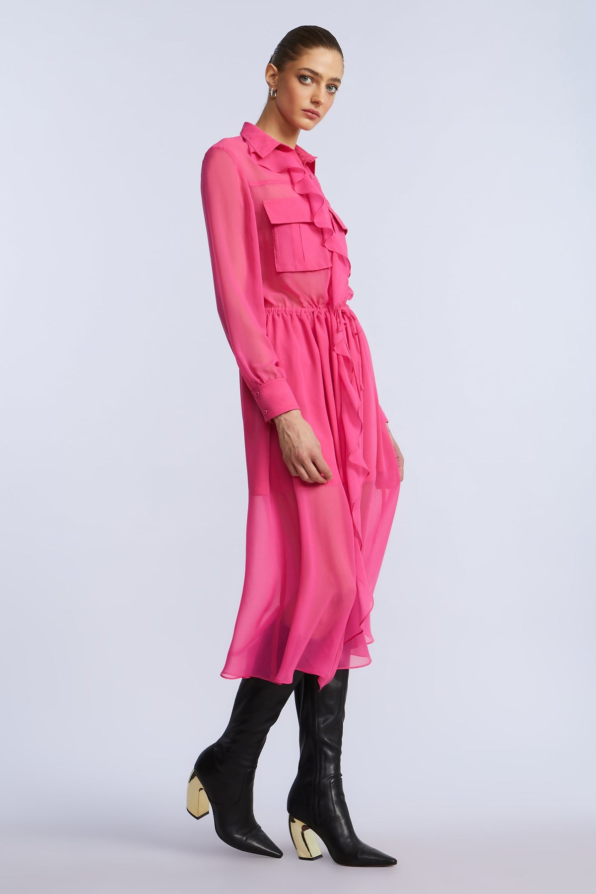 Solid Ruffle Dress