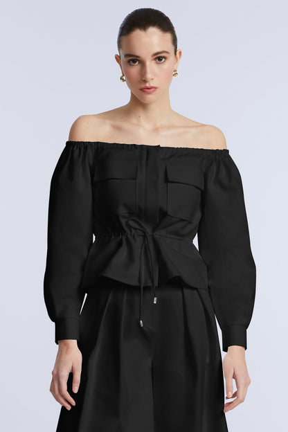 Off Shoulder Drawstring Top