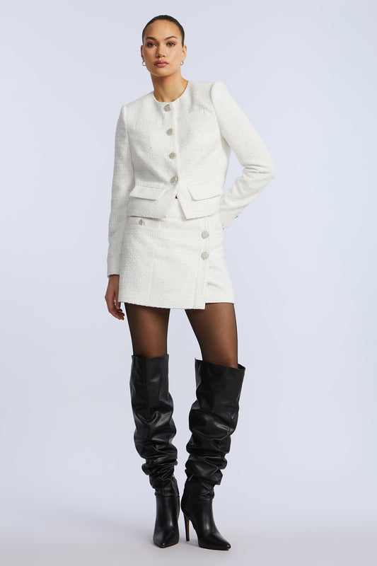Tweed Wrap Short Skirt