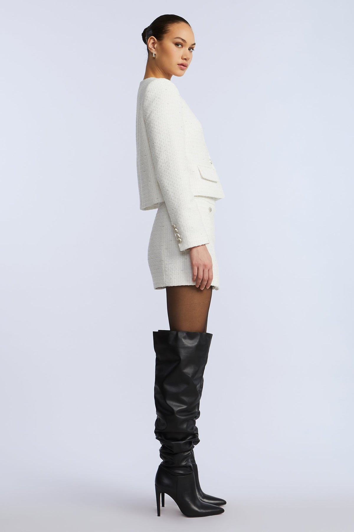 Tweed Wrap Short Skirt