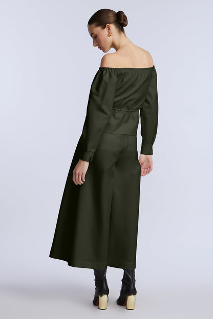 Pleated Front Crop Pant