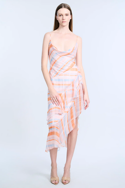 Cowl Neck Ruffle Dress