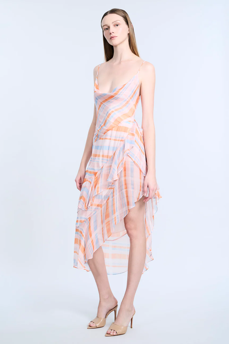 Cowl Neck Ruffle Dress