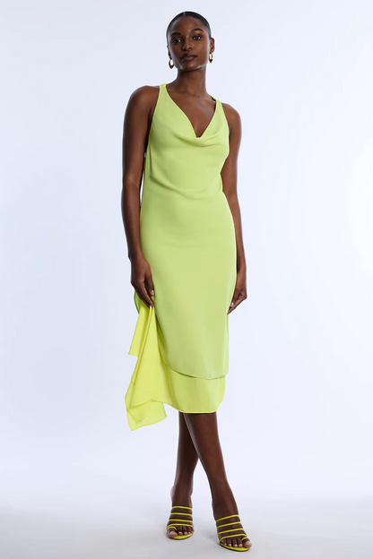 Twist And Drape Combo Dress