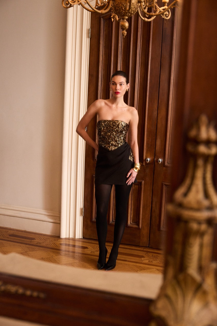 Sequin Crepe Dress