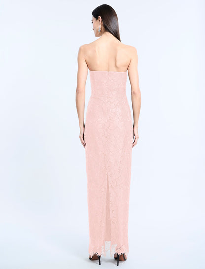 Lace Strapless V Neckline Gown