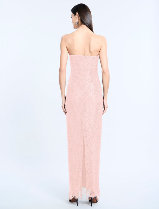 Lace Strapless V Neckline Gown