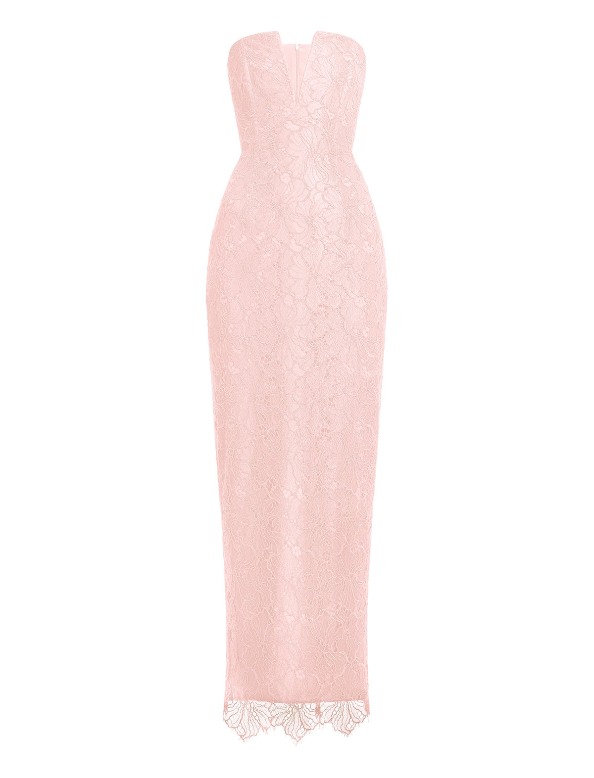 Lace Strapless V Neckline Gown