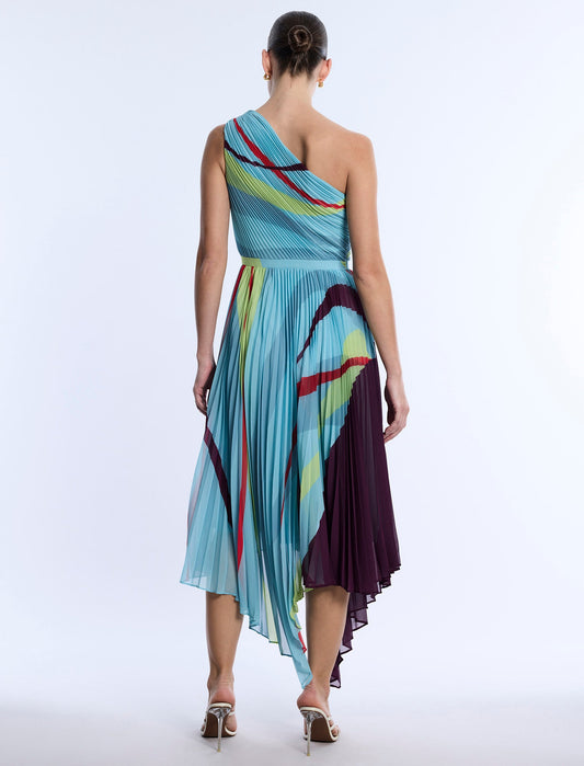 Printed Pleated Dress