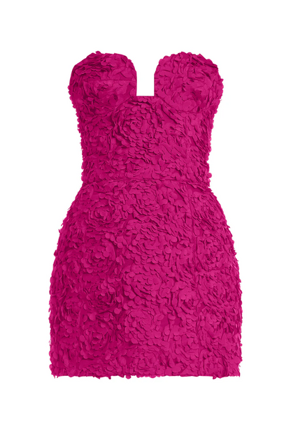 Strapless 3D Floral Dress