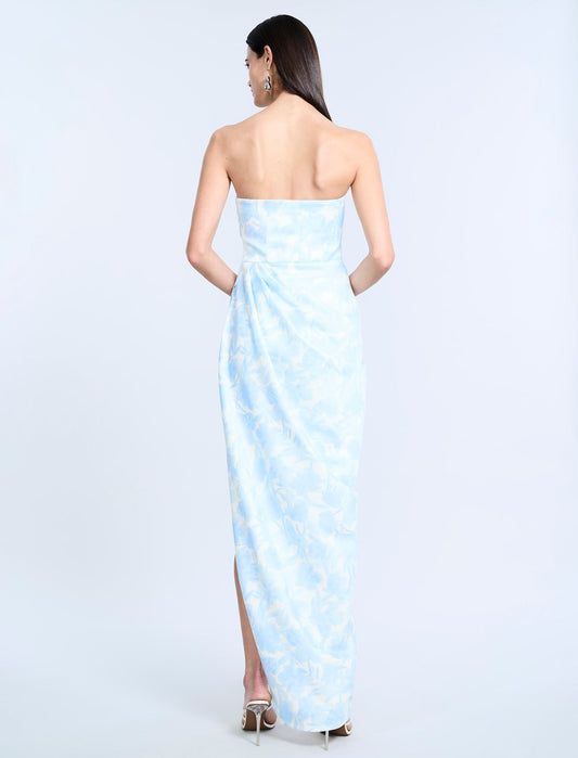 Pleat Bodice Wrap Skirt Gown