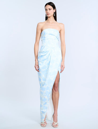 Pleat Bodice Wrap Skirt Gown