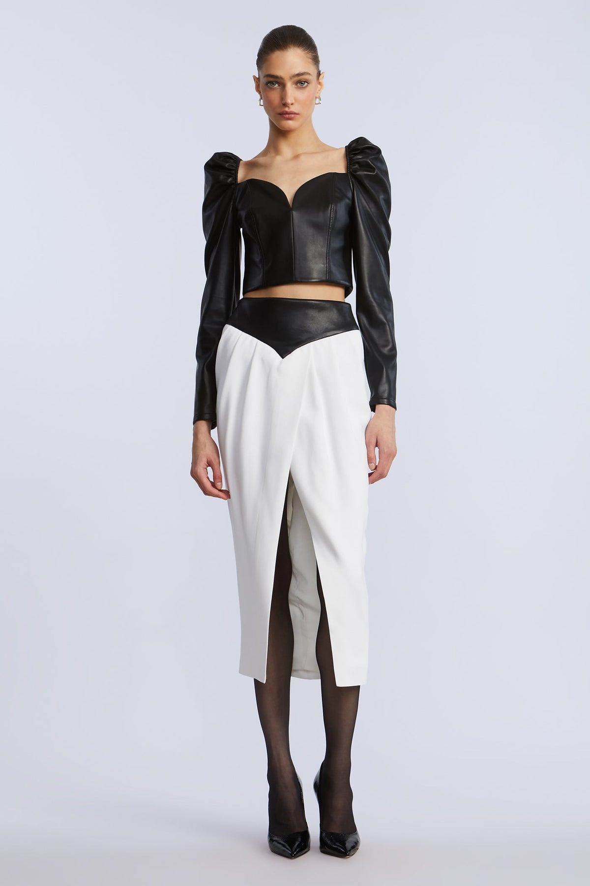 Puff Sleeve Leather Top