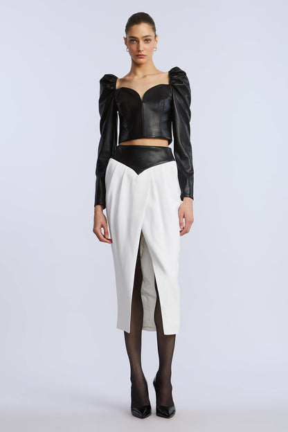 Puff Sleeve Leather Top