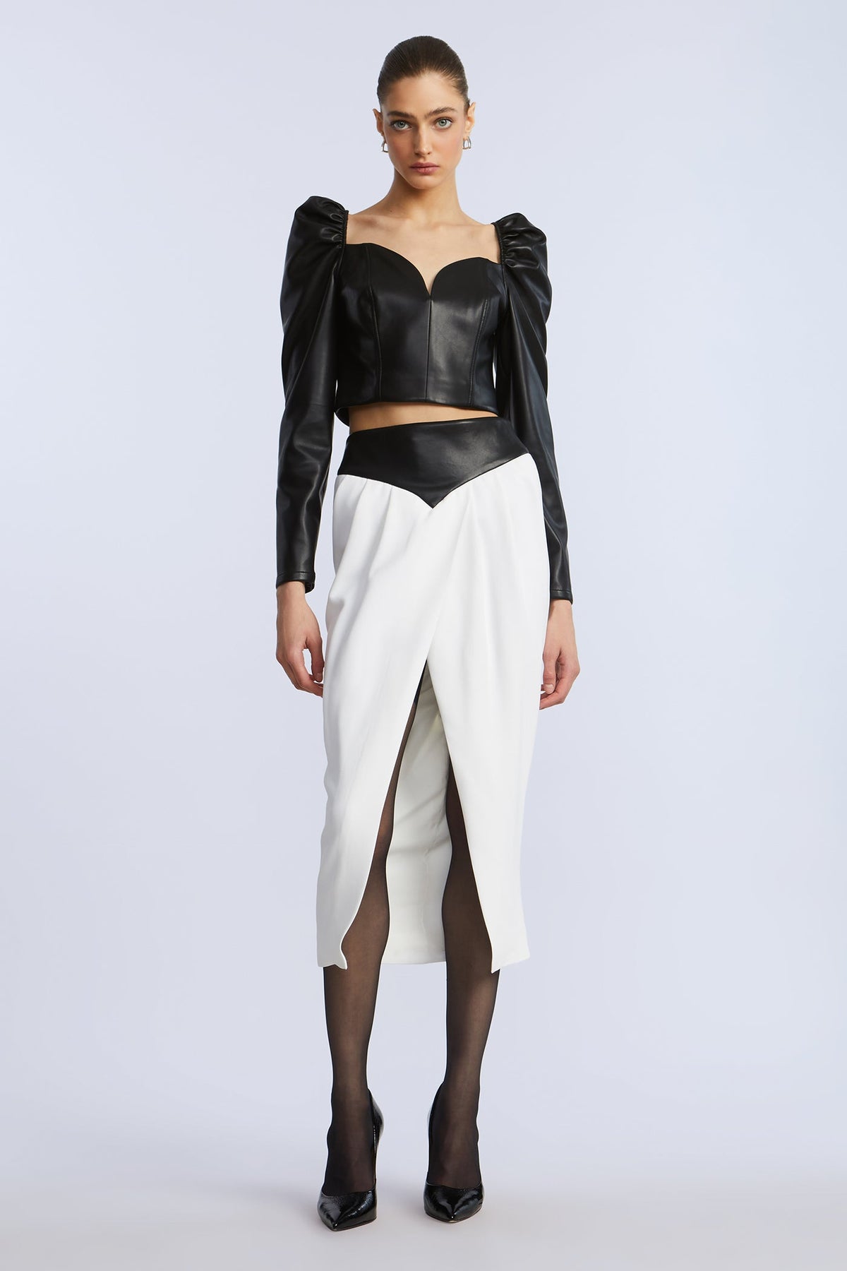 Puff Sleeve Leather Top