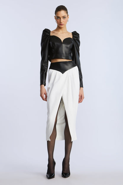 Puff Sleeve Leather Top